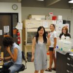 Fun in the lab (past lab members from left to right): Sasha Kay, Hsiao-Ling Lu, Cymon Kersch and Kara Welsh.