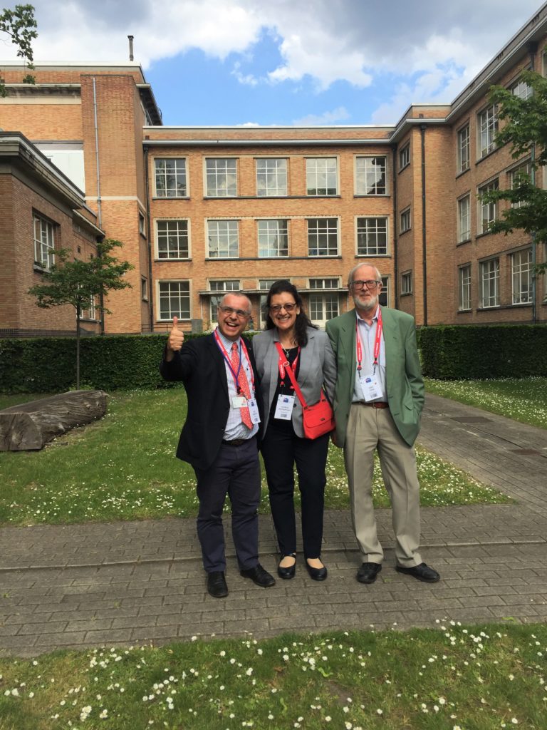 Dr. Pietrantonio (center) with Professor Guy Smagghe (left) (Ghent University) and Professor Gerd Gäde (Professor Emeritus, Univ. Cape Town) during a short break visiting Smagghe’s laboratory at Ghent University while participating in the IUPAC international congress 2019